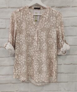 Blusa hojas cuello mao