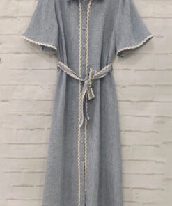 Vestido largo piquillo cinturón