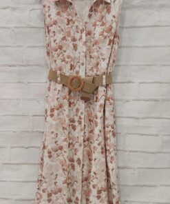 Vestido midi flores con cinturon