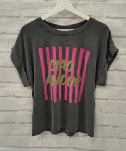 Camiseta gris lavado print