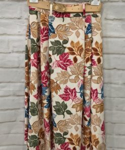 Falda larga plisada con cinturon