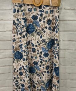 Falda larga tostada con flores