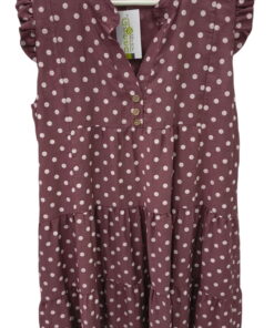 Vestido corto para chica en color negro con estampado de lunares blancos, sin mangas, escote redondo y tejido fluido elástico