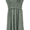 Vestido largo vichy para chica en blanco y negro, con volantes en escote y falda, tejido mezcla algodón y detalle elástico en