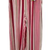 Pantalón ancho para chica de rayas verticales en tonos crudos y marrón, tejido 100% viscosa, tiro alto y cinturón camel de la
