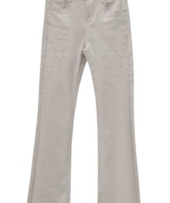 Vaquero blanco flare para chica, denim resistente, tiro medio, corte acampanado limpio y bolsillos clásicos delanteros y tras