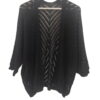 Chaqueta abierta de punto calado en color negro para chica, patrón geométrico chevron, manga media y tejido ligero con efecto