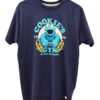 Camiseta de manga corta azul marino para chico, cuello redondo, algodón suave y gráfico frontal Cookie's Gym con galleta