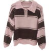 Jersey polo de rayas horizontales en tonos rosa pastel y marrón chocolate para chica, cuello con botones y corte holgado, prÁ