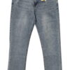 Pantalón vaquero recto de chico en azul medio, efecto desgastado en frontal, tejido denim de mezclilla, cinco bolsillos y cre