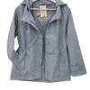 Parka impermeable de chica en azul grisáceo, con capucha ajustable, bolsillos de parche y cierre de cremallera metálica, para
