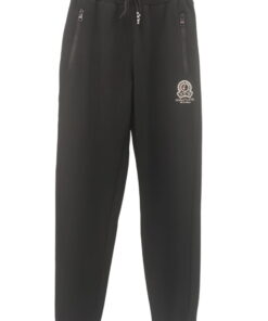 Pantalón jogger negro monocolor de chico, corte recto, cintura elástica con cordón y cuentas decorativas, bolsillos con creM¿