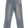 Pantalón vaquero de corte recto para chica en azul denim claro, talle medio, cinco bolsillos y zonas ligeramente deslavadas