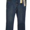 Pantalón vaquero de corte recto para chica en azul índigo oscuro, denim de grosor medio, cinco bolsillos y costuras en hilo a