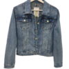 Chaqueta vaquera azul medio de corte recto para chica, denim efecto lavado, cuello camisero, botones metálicos y bolsillos de