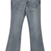 Pantalón vaquero campana para chica en tono azul medio desgastado, corte bootcut, denim de algodón, zonas aclaradas y costura