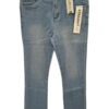 Pantalón vaquero straight para chica en tono azul claro desgastado, corte recto, cinco bolsillos y cintura media con cierre y