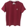 Camiseta de manga corta burdeos para chico, corte recto en algodón suave con cuello redondo y pequeño emblema bordado blanco