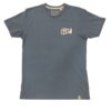 Camiseta azul grisáceo de algodón para chico, corte recto, cuello redondo y manga corta, con parche rectangular tipo placa en
