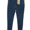 Pantalón vaquero slim de chica en azul oscuro, corte pitillo desde muslo a tobillo, cinco bolsillos y costuras contrastadas