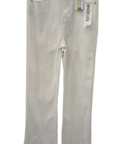 Pantalón vaquero blanco de pierna ancha para chica, corte recto, cinco bolsillos, cintura de tiro medio y cierre metálico. Te