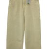 Pantalón denim wide leg de chica en tono crema-marfil, ajuste holgado, corte recto, cinco bolsillos y dobladillo cropped con.