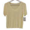 Jersey de punto fino para chica en amarillo claro, manga corta abombada, tejido acanalado, escote en V y corte recto holgado