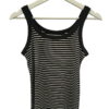 Top de tirantes para chica con rayas horizontales en blanco y negro, corte ajustado, tejido de punto elástico y tirantes an­c