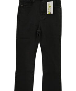 Pantalón vaquero negro de chica, corte recto, tejido denim con bolsillos clásicos, cremallera oculta y remaches metálicos, do