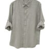 Camisa de lino gris claro para chico, manga larga con opción de recoger y cerrar con lengüeta, diseño recto y cuello camisero