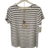 Camiseta de rayas horizontales blancas y azul marino para chica, manga corta, algodón suave y cuello redondo, estilo marinero