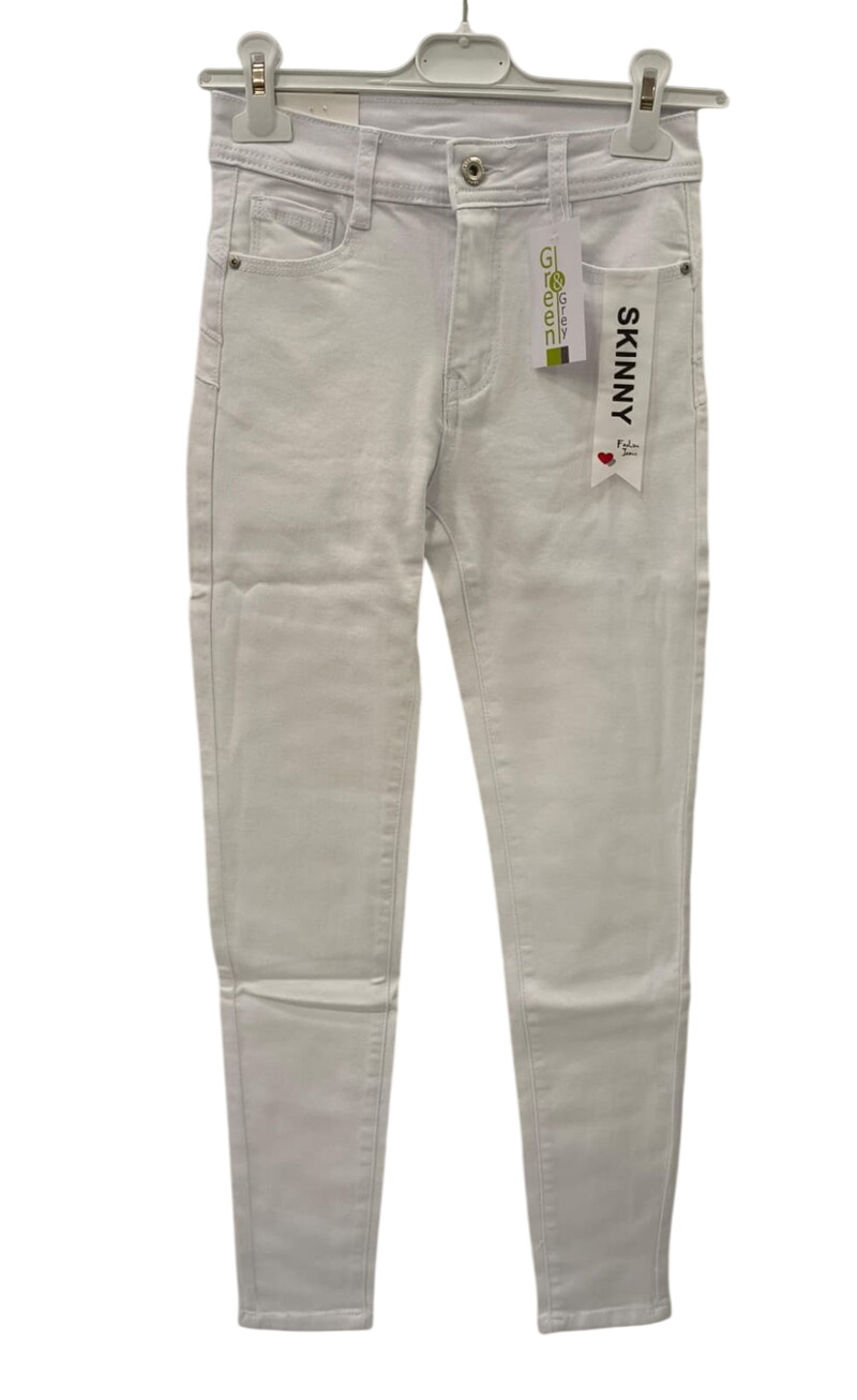 Pantalón vaquero blanco pitillo para chica, corte skinny, tiro medio, cinco bolsillos, tejido elástico y acabado ajustado alc