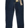 Pantalón vaquero de corte recto para chica en azul oscuro, con cintura estándar, cierre de botón metálico y cremallera, bolsí