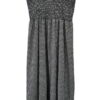 Vestido largo de cuadros vichy en blanco y negro para chica, tirantes anchos con volantes y fruncido elástico en el torso, de