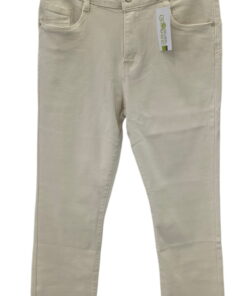 Pantalón vaquero recto claro para chica, tono beige muy suave, con cinco bolsillos, cintura tradicional y tejido ligeramente