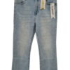 Pantalón vaquero flare para chica en azul claro con pernera acampanada, talle medio, cinco bolsillos y efecto desgastado en,5