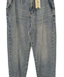 Pantalón vaquero fino de chica en corte barrel con efecto lavado azul, pernera amplia que se estrecha en el bajo y bolsillos