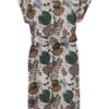 Vestido midi camisero de algodón para chica, con estampado de hojas multicolor en tonos cálidos, cinturón de la misma tela, y
