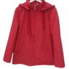 Parka fina roja para chica, de poliéster, con capucha desmontable, bolsillos laterales inclinados y cremallera a tono, corte