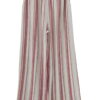 Pantalón culotte de rayas verticales en blanco y rojo para chica, cinturilla elástica con cinturón trenzado beige, corte holg
