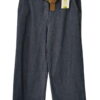 Pantalón ancho vaquero azul oscuro para chica, tejido ligero de mezcla elástica, cinturón marrón de hebilla dorada y bolsilos