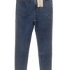Vaquero skinny de chica en azul índigo con tiro alto, tejido elástico de algodón, poliéster y elastano, cinco bolsillos, cost