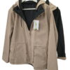Parka fina reversible para chica en beige y negro, con capucha, cremallera dorada y cordones ajustables, corte recto y bolsll