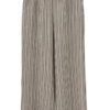 Pantalón beige de rayas verticales negras para chica, tejido fino y ligero, corte holgado, cintura elástica con cordón y bols