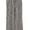 Pantalón flojo de rayas verticales en blanco y negro para chica, largo, con cintura elástica y cordón ajustable, bolsillos y