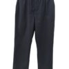 Pantalón recto de chico en azul marino tipo lino, tejido suave fluido, cintura elástica con cordón y cierre de botón, bolsosl