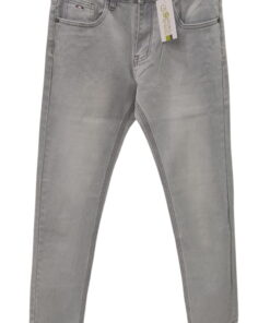 Pantalón vaquero gris claro para chico, corte regular, cierre de botón y cremallera, cinco bolsillos y costuras visibles para