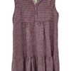 Vestido corto de cuadros vichy en tonos burdeos y blanco para chica, sin mangas, volante discreto en el bajo y escote redondo