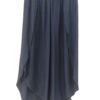 Pantalón flojo azul profundo para chica, corte largo holgado, con aberturas frontales en las piernas y textura arrugada en la