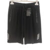 Bermuda sport negra de chico en tejido fino de poliéster con cordón ajustable, bolsillos delanteros con cremallera y detalle